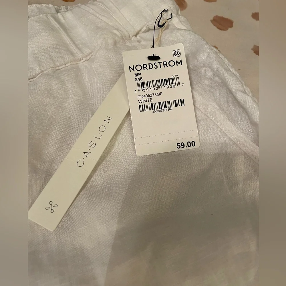 NWT Caslon Petite Linen White Cropped Pants - Picture 2 of 6
